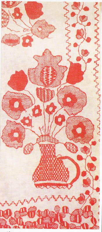 Рушник. Фрагмент. XIX ст. Полтавщина. Домоткане полотно, льняні нитки, рушниковий шов. ДМУНДМ.